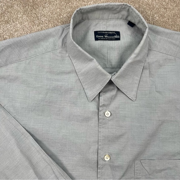 Gitman Bros Shirt Adult 16.5 Gray Button Up Cotton Long Sleeve Dress Shirt Men - Picture 3 of 14